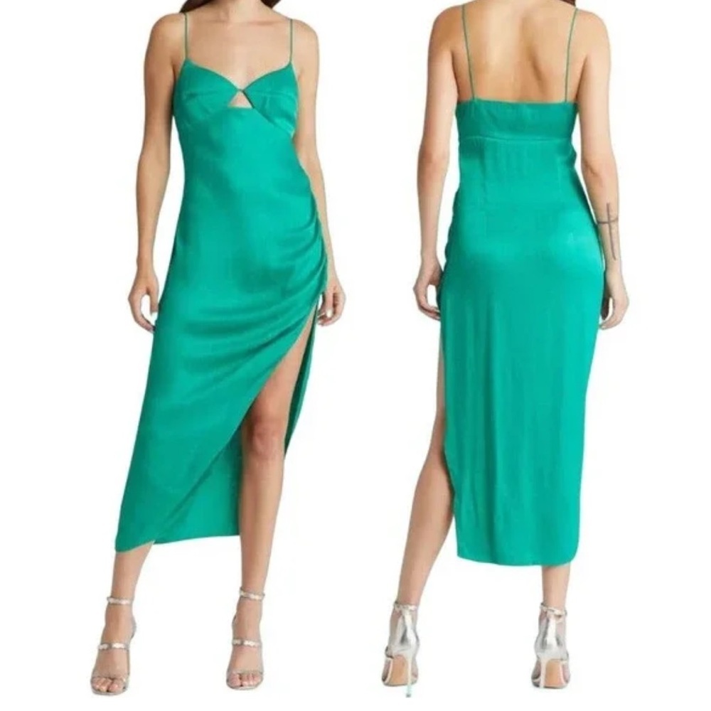 Saylor Ashlee Cut-out‎ Satin Midi Dress Size S